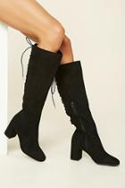 Forever21 Women's  Faux Suede Tall Lace-up Boots