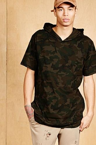 Forever21 Kayden K Hooded Camo Print Tee