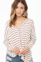 Forever21 Striped Dolphin Hem Cardigan