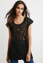 Forever21 Crochet Cutout-paneled Top