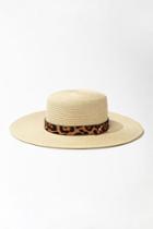 Forever21 Leopard Print Trim Straw Hat