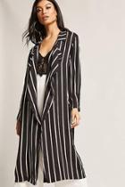Forever21 Striped Open-front Longline Cardigan