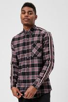 Forever21 Drill Clothing Metallic-trim Plaid Flannel Shirt