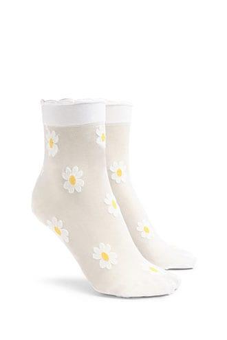 Forever21 Sheer Daisy Print Socks