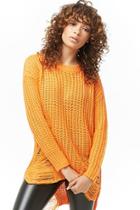Forever21 Distressed Honeycomb-knit Sweater