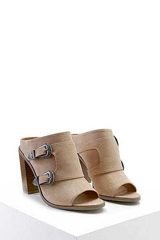 Forever21 Faux Suede Buckle Mules (wide)