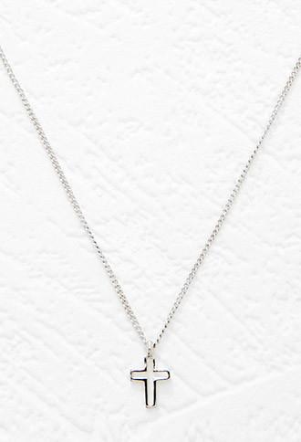 Forever21 Cutout Cross Necklace (silver)
