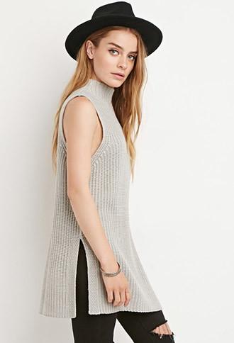 Forever21 Side-slit Mock Neck Sweater