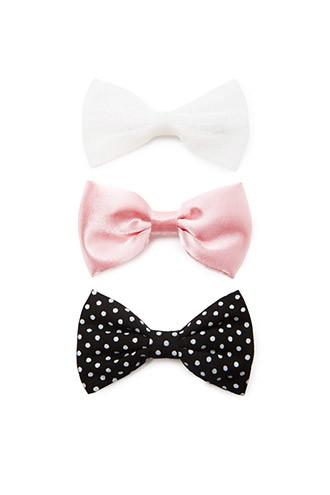 Forever21 Cream & Black Bow Hair Clip Set