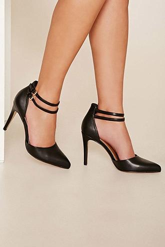 Forever21 Women's  Black Ankle Strap Stilettos