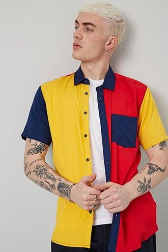 Forever21 Classic Fit Colorblock Shirt