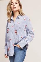 Forever21 Embroidered Pinstripe Shirt