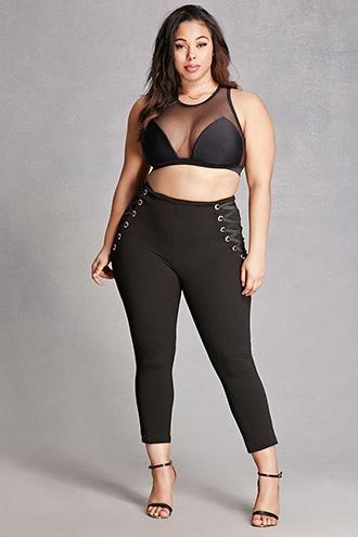 Forever21 Plus Size Laced Grommet Leggings