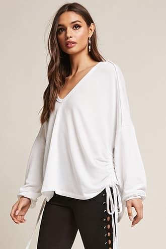 Forever21 Ruched Self-tie Knit Top