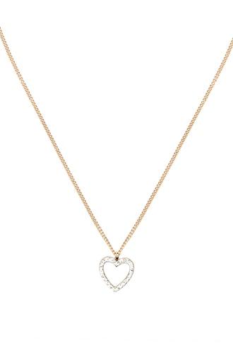 Forever21 Gold & Clear Rhinestone Heart Necklace