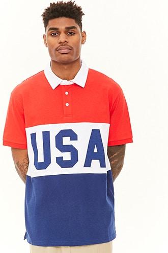 Forever21 Colorblocked Usa Polo