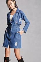 Forever21 Distressed Denim Trench Coat