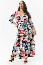 Forever21 Plus Size Watercolor Floral Surplice Maxi Dress