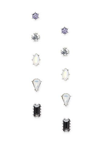 Forever21 Faux Gemstone Stud Set (silver/multi)