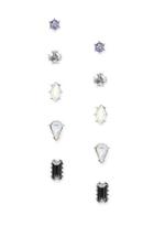 Forever21 Faux Gemstone Stud Set (silver/multi)