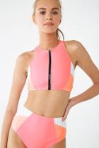 Forever21 Longline Zip-front Colorblock Bikini Top