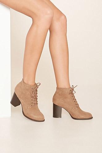 Forever21 Women's  Taupe Faux Suede Ankle Booties