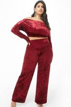 Forever21 Plus Size Velvet Crop Top & Pants Set
