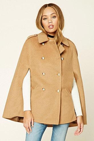 Forever21 Women's  Camel Wool-blend Cape