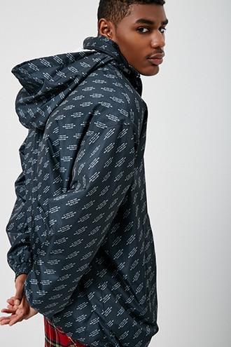 Forever21 Too Close Graphic Windbreaker