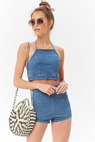 Forever21 Denim Halter Top