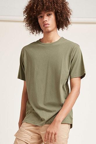 Forever21 Vented-hem Crew Neck Tee