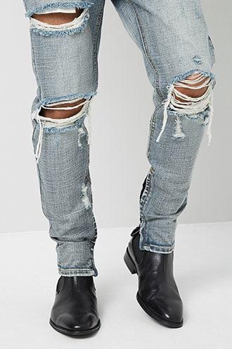 Forever21 Distressed Zip Denim Pant