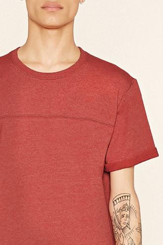 21 Men Men's  Red Cuffed Cotton-blend Tee