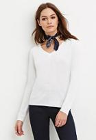 Forever21 White Classic V-neck Sweater