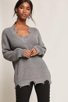 Forever21 Distressed Ribbed Knit Sweater