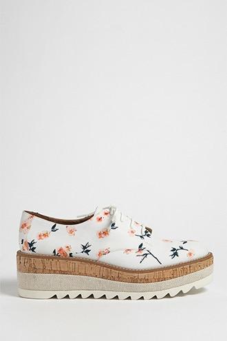 Forever21 Floral Cork-lined Platform Oxfords