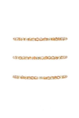 Forever21 Peach & Gold Beaded Stretch Bracelet Set