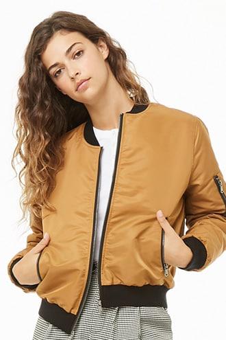 Forever21 Contrast Trim Bomber Jacket