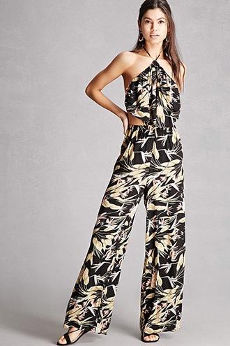 Forever21 Tropical Halter Jumpsuit