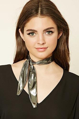 Forever21 Silver Self-tie Metallic Choker