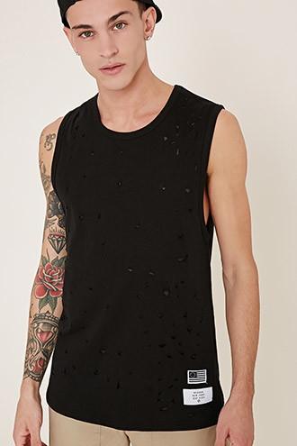 21 Men Men's  Black Reason Destroyed Muscle Tee