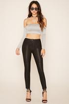 Forever21 Women's  Faux Leather Panel Pants