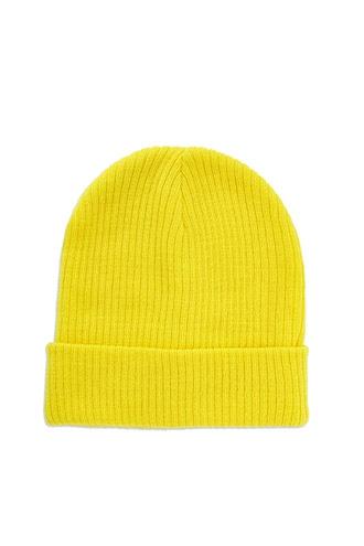 21 Men Yellow Men Ribbed Knit Beanie