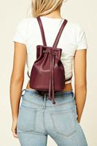 Forever21 Burgundy Faux Leather Bucket Backpack