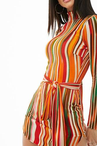 Forever21 Striped Zip-front Mini Dress