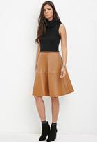 Forever21 Women's  Faux Leather A-line Skirt (camel)