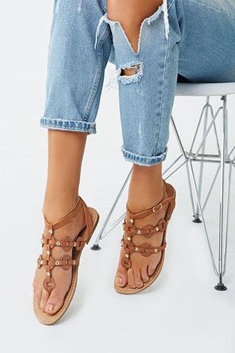 Forever21 Mackin J Rhinestone-embellished Thong Sandals