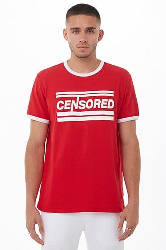 Forever21 Censored Graphic Ringer Tee