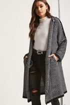 Forever21 Marled Knit Longline Hooded Cardigan