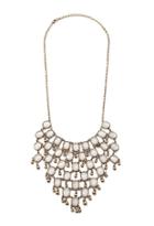 Forever21 Faux Gemstone Statement Necklace (antic Gold/peach)